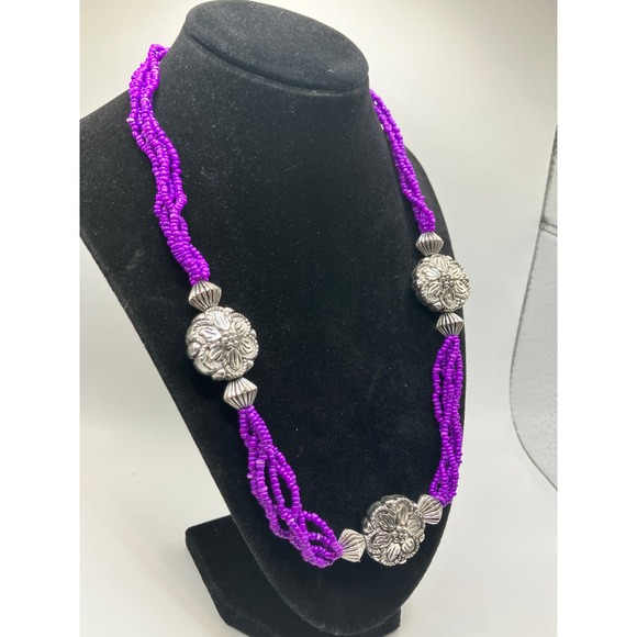 PURPLE JAIPUR CRYSTAL BEADED 22.75 INCH NECKLACE! - Picture 2 of 6